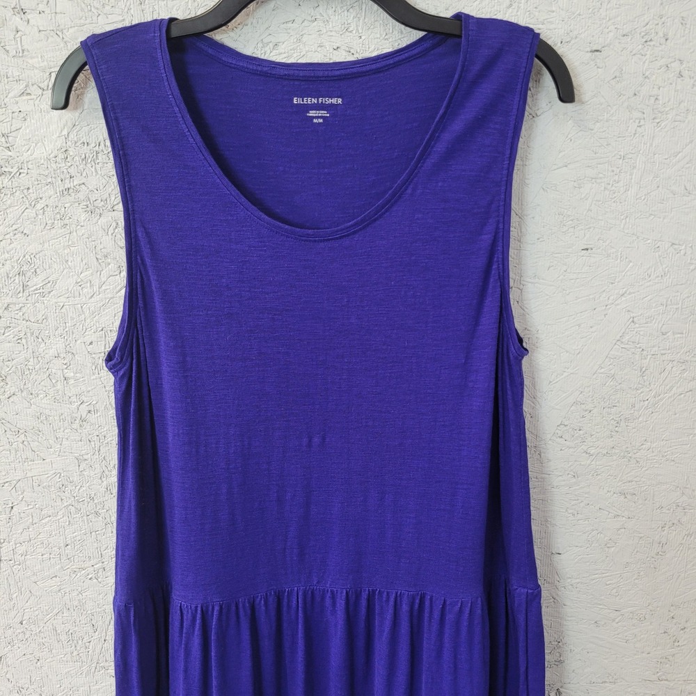 Eileen‎ Fisher Purple Hemp Organic Cotton Tiered Maxi Dress Medium S18HOC